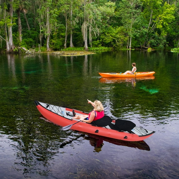 Inflatable Kayak Set with Paddle & Air Pump, Portable Recreational Touring Kayak Foldable Fishing Touring Kayaks, Single Person