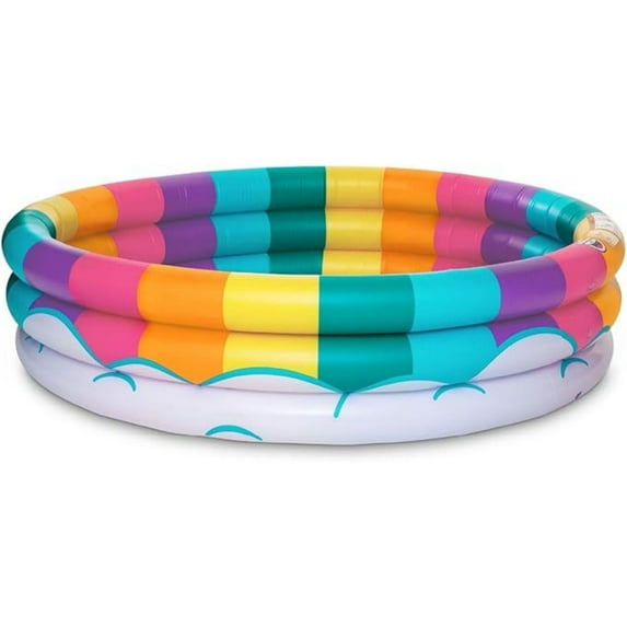 Inflatable Pool, Blow Up Swimming Pool for Backyard, Small Swim & Splash Pool for - Rainbow, 5 Feet Wide