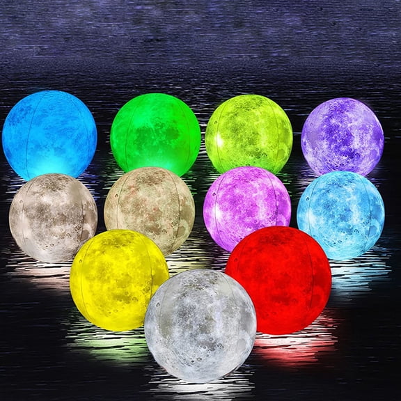 Inflatable LED Glowing Moon Ball for Outdoor Garden Decor, Light Up Hanging Sphere for Patio and Party Lighting, Color Changing Balloon Lamp for Home Yard, 16.0 x 16.0 Inches
