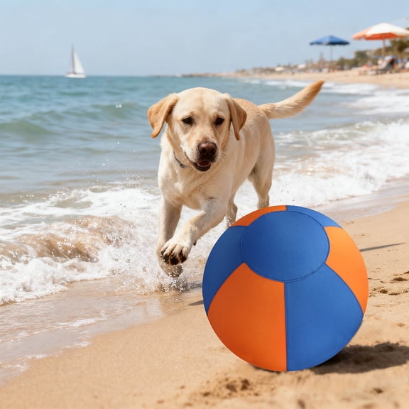 Inflatable Large Dog Herding Ball with Protective Cover Interactive Push & Chase Training Exercise Toy for Medium & Large Herding Breeds Border Collie German Shepherd for Backyard Outdoor Play Orange