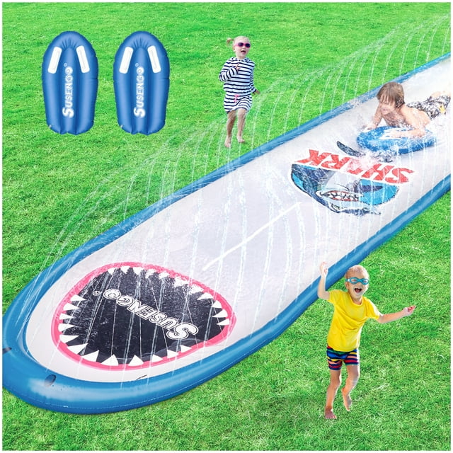 Inflatable Lawn Water Slide with 2 Bodyboards, 15.7x4.3ft Slip n Slide