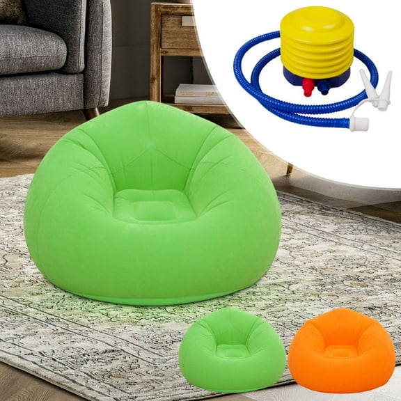 Inflatable Lazy Football Sofa Chair | Velvety PVC Material | Portable Bean Bag Lounge with Entertainment Stool | Durable Indoor Outdoor Use | Easy Setup | Includes Pump