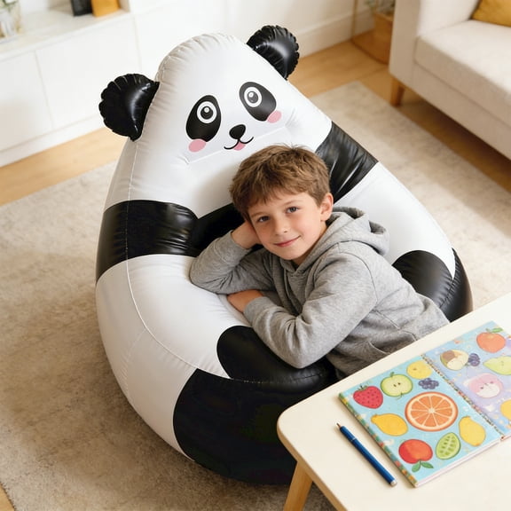 Inflatable Lazy Sofa Portable Panda - Shaped Inflatable Lounge Chair For S, Outdoor Camping Beach Indoor Relaxing, Single - Person Inflatable Seat For Home Office Recreation