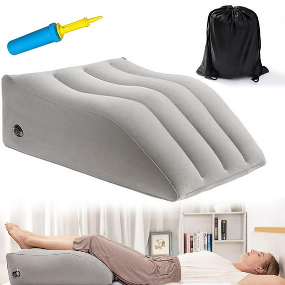 Inflatable Leg Elevation Pillow for Sleeping & Recovery - Portable Wedge Pillow to Reduce Swelling, Relieve Back Pain, Aid Post-Surgery & Pregnancy Comfort,Light grey