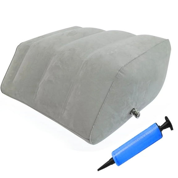 Inflatable Leg Rest Pillow with Pump - Portable Knee Elevator for Sleeping, Travel, Sciatica Pain Relief, Post Surgery Recovery (Gray)