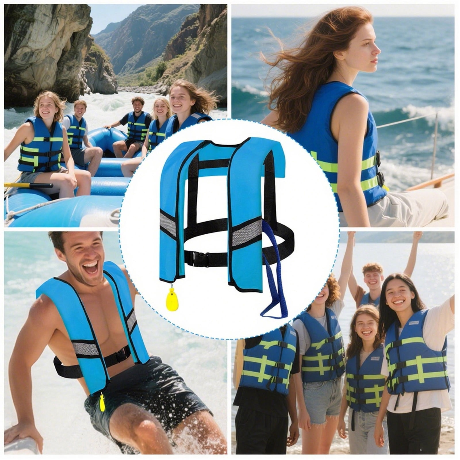 Inflatable Life Jacket For Adult Water Sports 150N Buoyancy Manual And ...