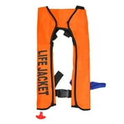Inflatable Life Jacket, Professional Automatic Adult Swiming Fishing Life Vest Water Sports Swimming Survival Jacket for Man and Woman, Orange