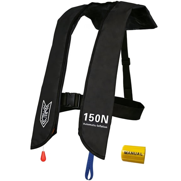 Inflatable Life-Jacket for Adults| Life-Vest With Automatic/Manual Inflation-PFD| with Carbon Dioxide Cylinder Lightweight Supports up to 300 lbs