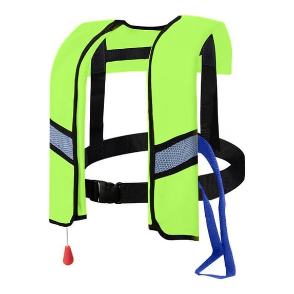 Inflatable Life Vest, Inflatable Life Jacket, 18 in Adjustable Straps, Quick Release Buckle, Adult Life Vest, No Cylinder Included, Neon Green, 1 Pc