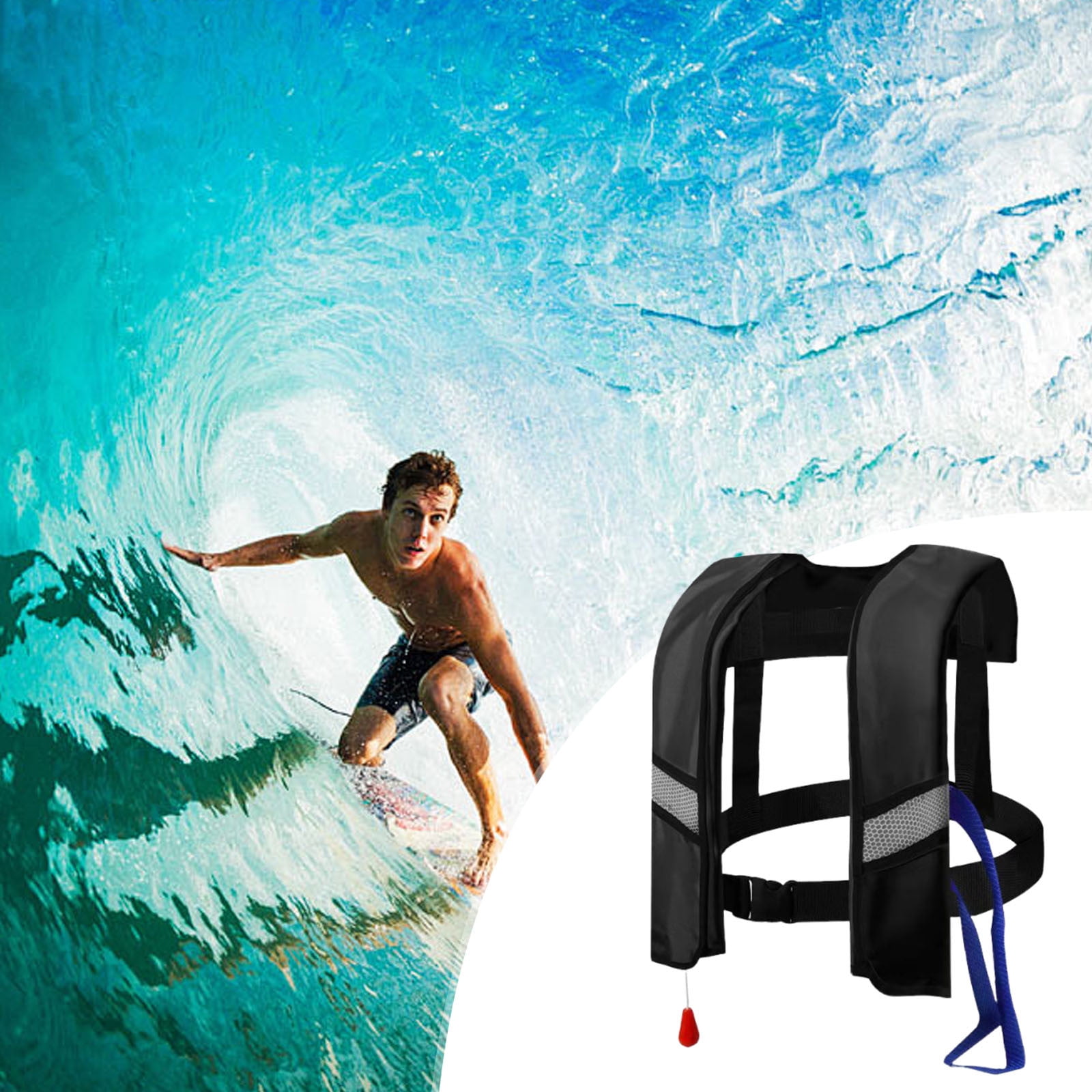 Opblaasbaar Snorkelvest – Voor Volwassenen – Max. 100 Kg – Polyester/PVC – Felgekleurd – Snel Opblaasbaar – Verstelbare Riem – Compact Opvouwbaar