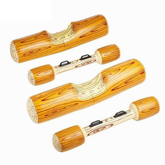 Inflatable Log Battle Pool Float Game Set, Wooden Pattern Water Fighting Sticks & Floating Logs, Interactive Pool Battle Toys for Summer Pool Party Backyard Water Game,4PC.