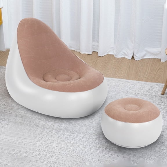 Inflatable Lounge Chair, Blow Up Air Sofa Camping Couch with Footrest for Indoor Outdoor Relaxation Home Office Beach Travel