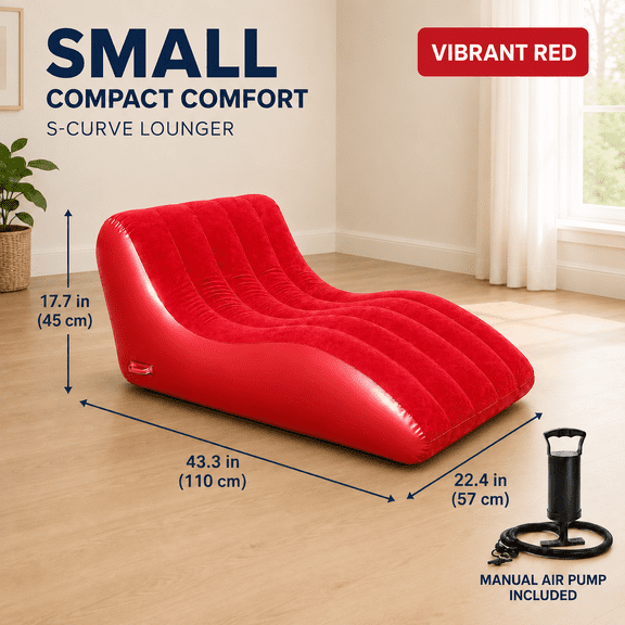 Inflatable Lounge Chair, Comfortable Flocked Air Sofa with Supportive Backrest, Portable Inflatable Lazy Chair for Living Room, Bedroom, Dorm, Camping, Patio and Outdoor Relaxation
