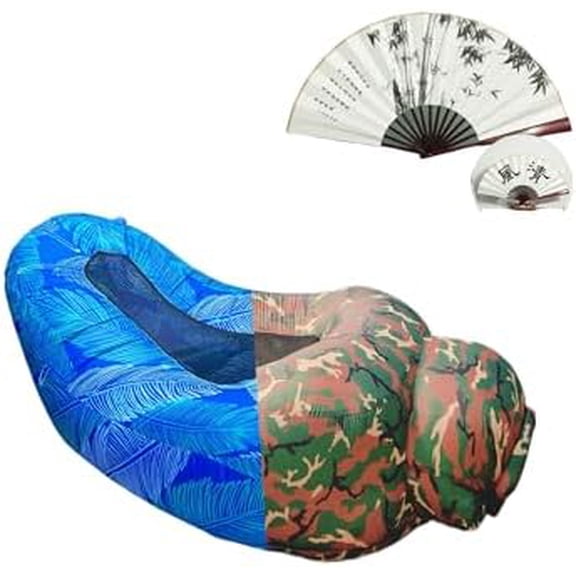 Inflatable Lounger Air Sofa Chair Portable Reclining Camping Beach Chair with Mesh & Fan Inflation,Ideal Couch for Camping Backyard Poolside RV Travel & Guest Seating$$Sport & Recreation Other