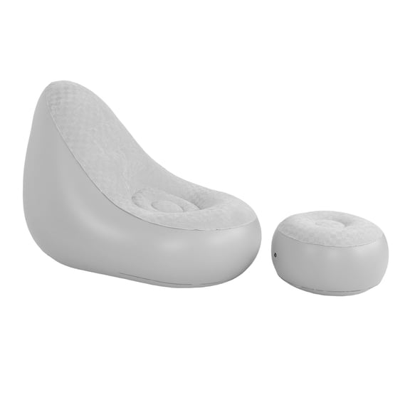 Inflatable Lounger Chair, Blow Up Air Sofa with Footstool Premium Flocking PVC Material Thickened Seat Backrest Quick Inflation Portable for Camping Indoor Outdoor