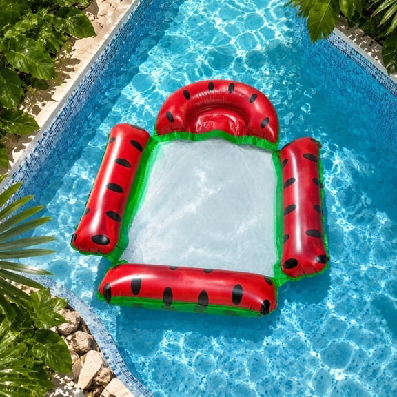 Inflatable Lounger, Extra Large Tanning Recliner Floaty Chair Raft with Backrest, Footrest, Cup Holder for Pool, Lake, River, Beach, Ocean & Party Use