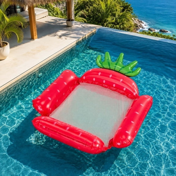 Inflatable Lounger, Extra Large Tanning Recliner Floaty Chair Raft with Backrest, Footrest, Cup Holder for Pool, Lake, River, Beach, Ocean & Party Use