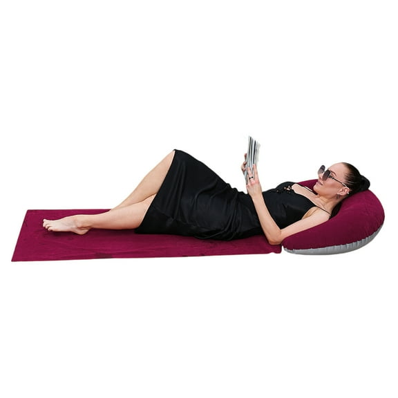 Inflatable Lounger with Head Rest Ergonomic Beach Chair Portable Back Pillow Cushions Chair Air Bed Travel Mattress