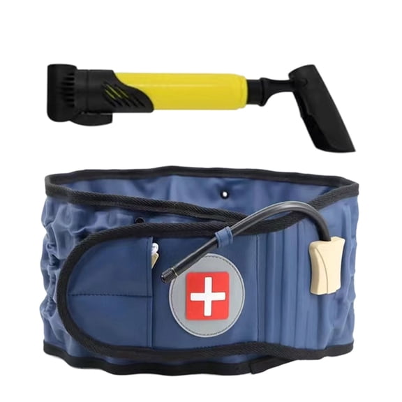 Inflatable Lumbar Support Belt, Adjustable Pressure Relief Waist Traction Wrap, Lumbar Back Brace, Portable Hand Pump Inflatable Waist Support Belt, Wearable Lower Back Lumbar Wrap for Sitting