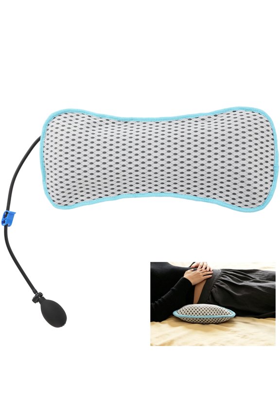 Inflatable Lumbar Support Pillow for Lower Back Comfort, Breathable Lumbar Pillow with Hand Pump, Portable Back Support Cushion for Office Seat, Car, Travel
