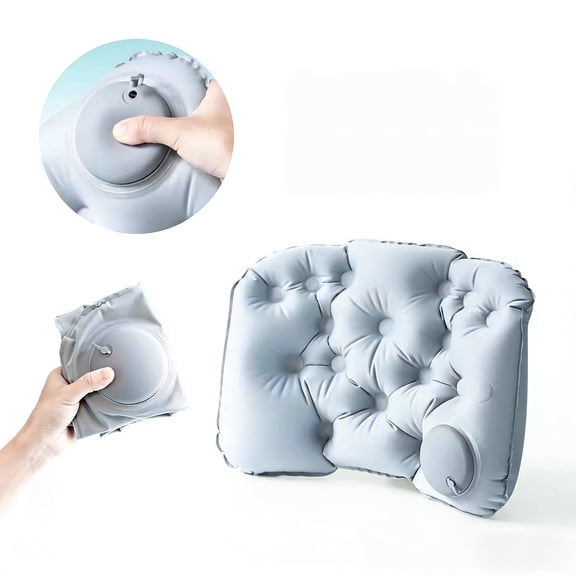 Inflatable Lumbar Support Pillow, Portable Travel Back Cushion for Airplane, Car, Office Chair, Lightweight Foldable Waist Support for Long Distance Travel & Lumbar Pain Relief