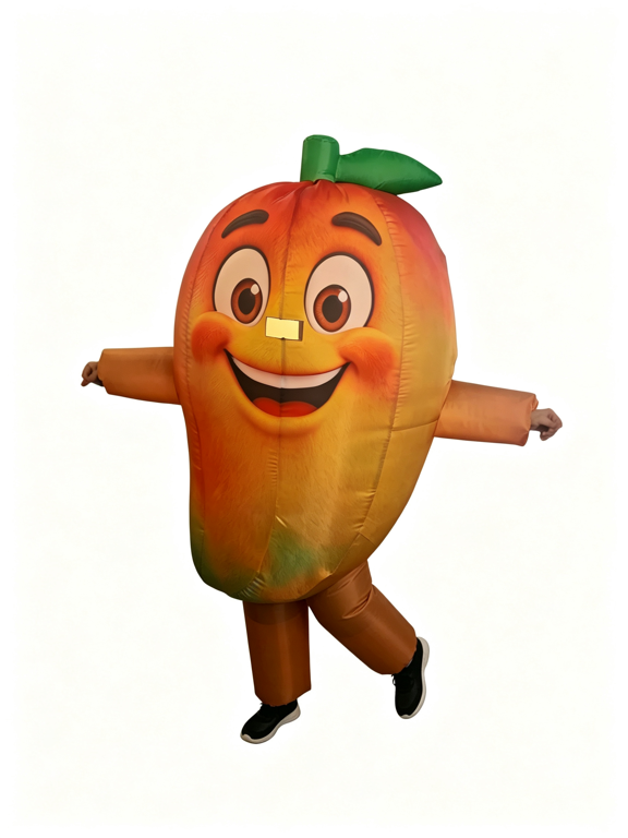 Inflatable Mango Costume for Adults, Full Body BlowUp Fruit Mascot Suit, Funny Food Cosplay for Halloween, Carnival, FruitTheme Party, One Size for Men Women