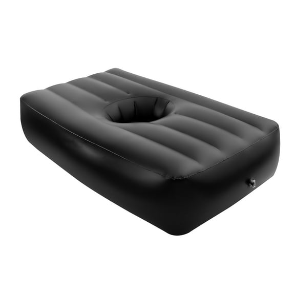 Inflatable Mattress Bed with Hole, Home PVC Bed Thickened Material Inflatable Bed After-Surgery for Sleeping Blow Up Mattres Air Mattress with Electric Air Pump, for Beach, Camping (Black)