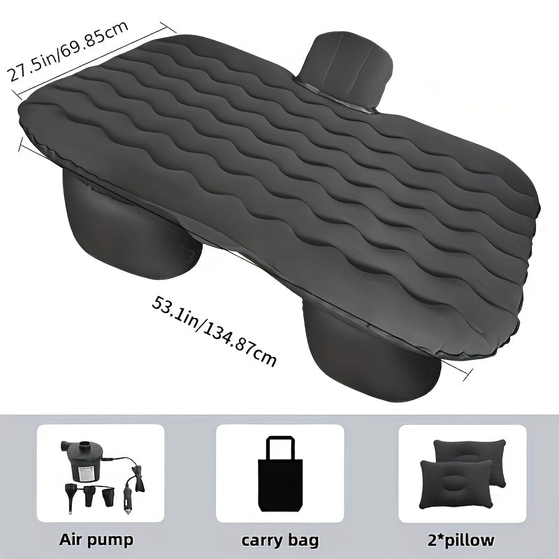 Inflatable Mattress for Car & Truck Back Seat, Portable Vehicle Air Bed for SUVs MPVs, Includes 2 Pillows, Ideal for Camping Road Trips Car Journeys Backpacking Hiking Outdoor Activities