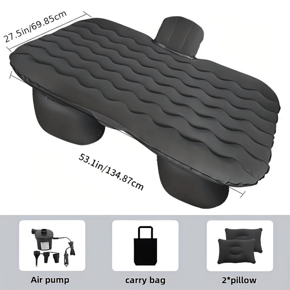 Inflatable Mattress for Car & Truck Back Seat, Portable Vehicle Air Bed for SUVs MPVs, Includes 2 Pillows, Ideal for Camping Road Trips Car Journeys Backpacking Hiking Outdoor Activities