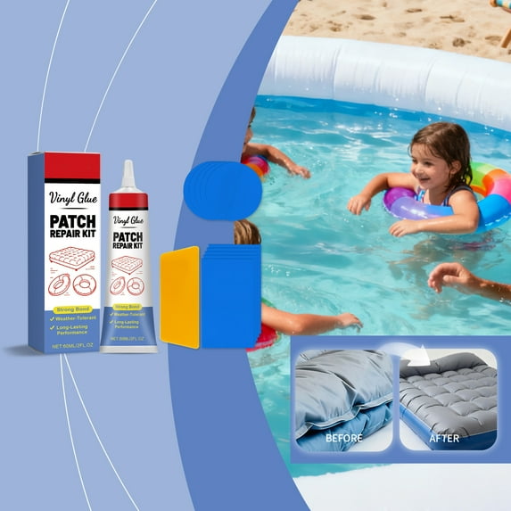 Inflatable Mattress Patch Repair Kit With 1 Adhesive, 1 Scraper, 5 Round Patches, 5 Rectangular Patches - Weather-Resistant, Long-Lasting, Strong Bond For Air Mattresses, Pool
