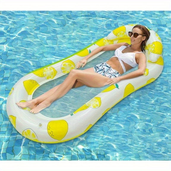Inflatable Mesh Bottom Pool Float Lounge - 1 Pack Floaties Rafts for Adults Floating Lounger Sun Tanning Floats Cool Water Floaty Swimming Lake Beach Party