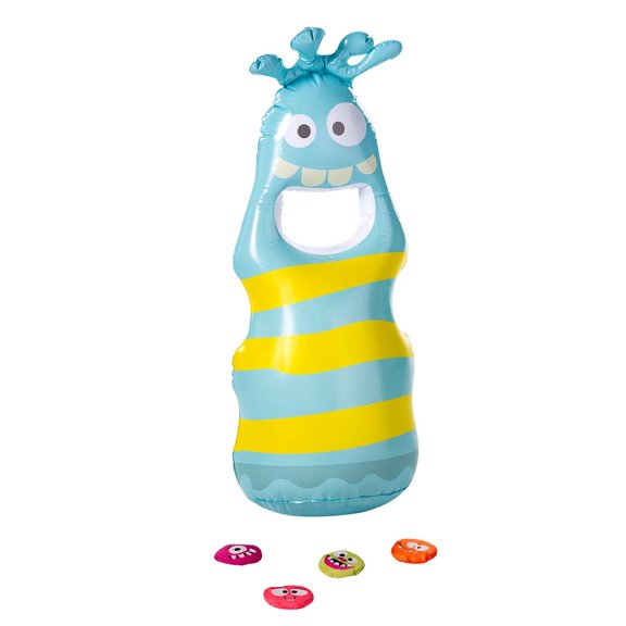 Inflatable Monster Mayhem Fuzzy Character Ball Toss Game Set 5 pc