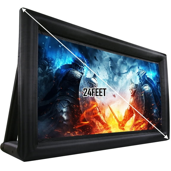 Inflatable Movie Screen Outdoor Projector Screens 24ft, Blow Up Mega Screen for Movie Night Backyard, Large Cinema Projection Screen Packages, Supports Front and Rear Projection