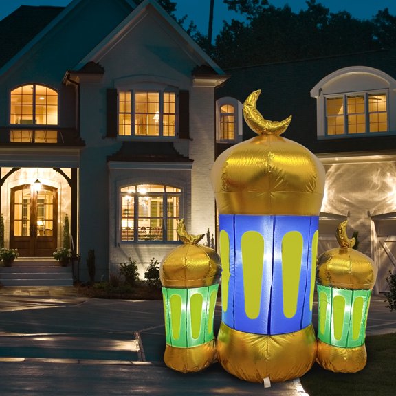 Inflatable Muslim Home Holiday Decoration, Muslim Ramadan Decoration, Holy Celebration with LED Lights, Blow up Yard Ramadan Decoration Ramadan Eid Decor (Ramadan Lantern)
