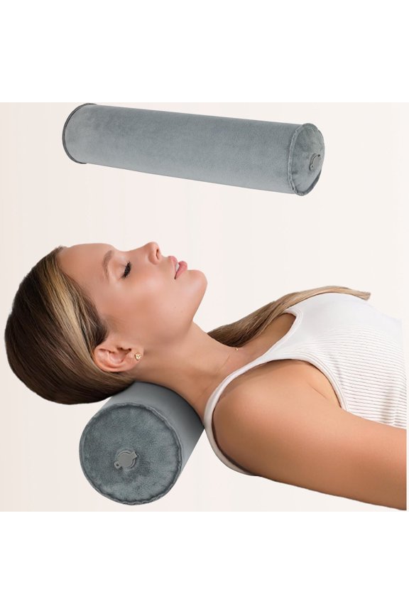 Inflatable Neck Pillow, Round Neck Support, Travel Pillow for Sleeping, Bolster Pillow for Bed, Legs and Back - Travel Essentials