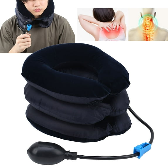 Inflatable Neck Traction Device, Inflatable Neck Stretcher Traction, Inflatable 3 Layers Cervical Neck Traction Device Pain Relief Adjustable Neck Stretcher