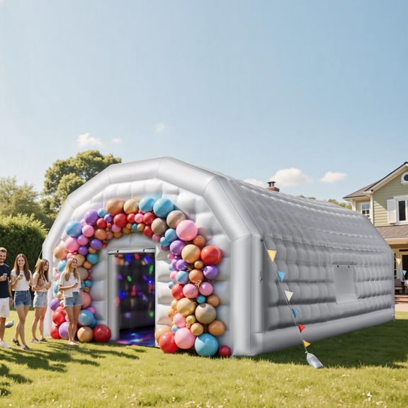 Inflatable Nightclub Party Tent 26.2 X 19.7 X 13.1 Ft with 1100W Blower, 2 Windows, Sand Bag, White