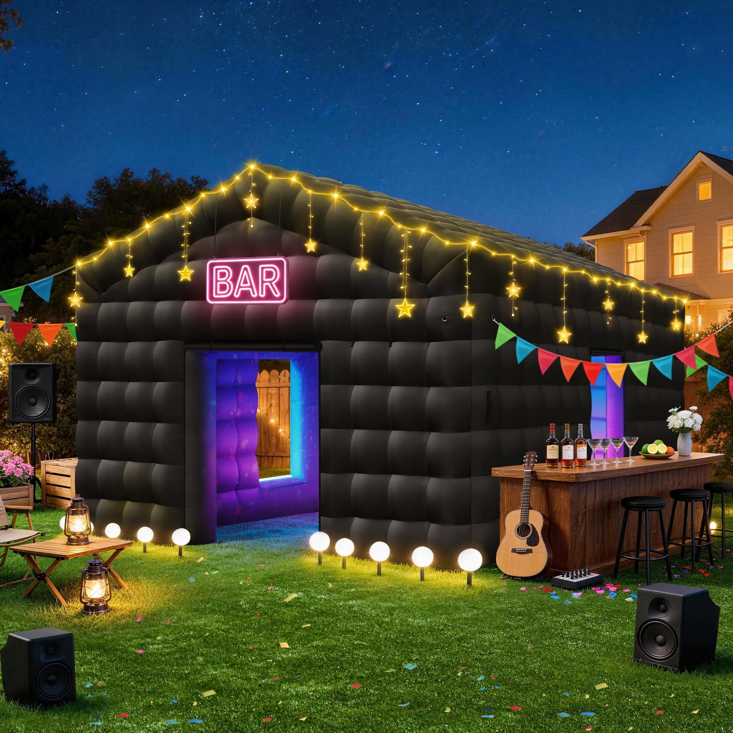 Inflatable Nightclub with Projector Screen 20x16.5x12FT Large Inflatable Party Tent for Adults Birthday, Wedding,Backyard Event, Movie Night, Theme Parties, Celebrations