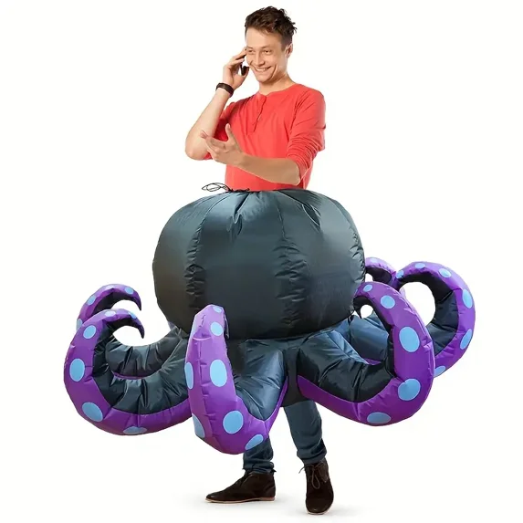 Inflatable Octopus Costume Cute Animal Theme Inflatable Suit Holiday Party Dress Up Perfect For Halloween And Christmas Party,Height 59"–74.8",Octopus