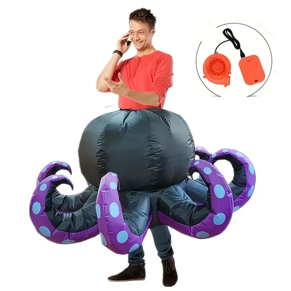 Inflatable Octopus Costume Cute Animal Theme Inflatable Suit Holiday Party Dress Up Perfect For Halloween And Christmas Party,Height 47.2-59",Octopus