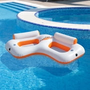 Pool Central 85 Classic Riverland Inflatable 2-Person Swimming Pool Sofa - Orange/White