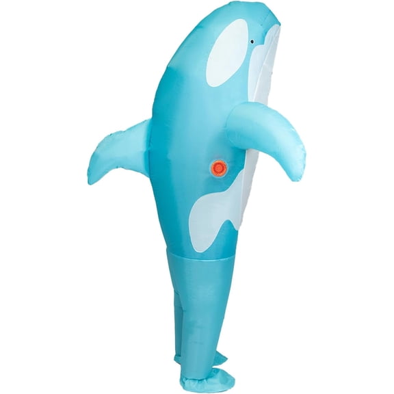Inflatable Orca Costume, Air Blow up Killer Whale Jump suit Fancy Dress Funny Suit for Adults Cosplay Party Halloween