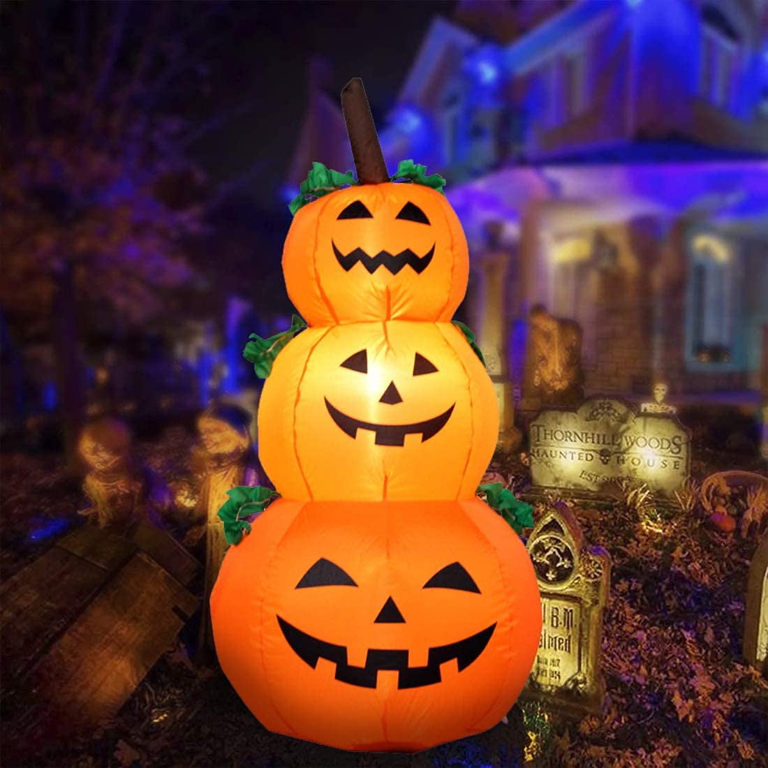 Inflatable Outdoor Holiday Yard Decorations 4 ft Pumpkin Halloween Blow Up Yard Decorations