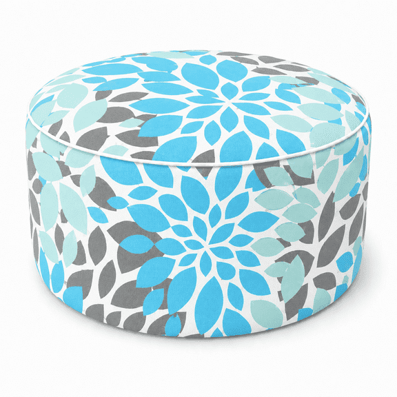 Inflatable Outdoor Ottoman 21"x21"x9", 220LBS UV Fade Resistant Patio Foot Stool, Portable Water Repellent Pouf with Carry Handle for Garden Camping Indoor Extra Seating - Teal