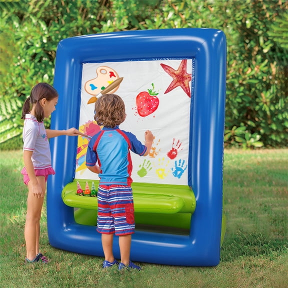 Inflatable Outdoor Paint Easel, Portable Washable Art Easel With Built-in Storage Tray For Drawing Craft (Blue) 1Pcs