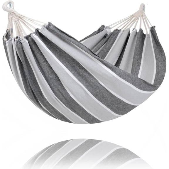 PETGLE Hammocks Outdoor Camping Double Hammock, Portable Camping Hammock, Light Gray & Dark Gray