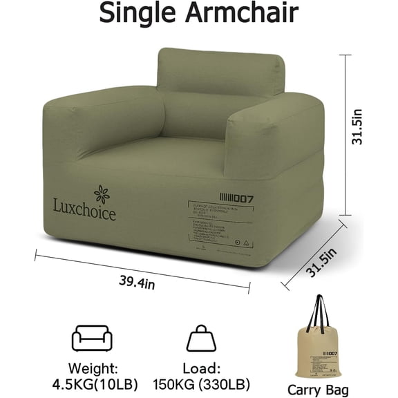 Inflatable Outdoor Sofa with Built-in Pump, Portable Camping Couch for Beach Party
