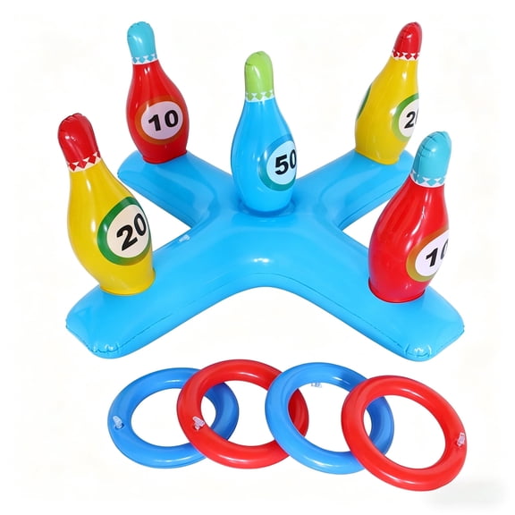 Inflatable Bowling Ring Toss PVC Pool Toy, 1 Count