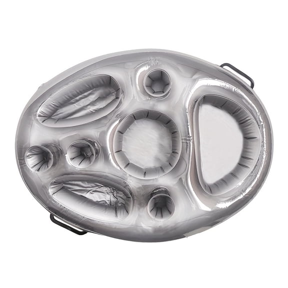 Inflatable PVC Water Ice Bar Self-Service Ice Tray, Party Floating Portable Drink Holder with Multiple Cup Mats, Grey
