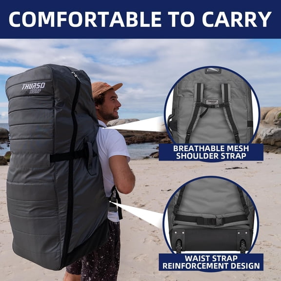 Inflatable Paddle Board Bag with Wheels - Large Capacity  Roller Backpack for iSUP  to 12'6